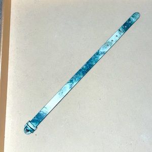 Aqua teal tie-dye bracelet that reverses to grey leather KEEP-er